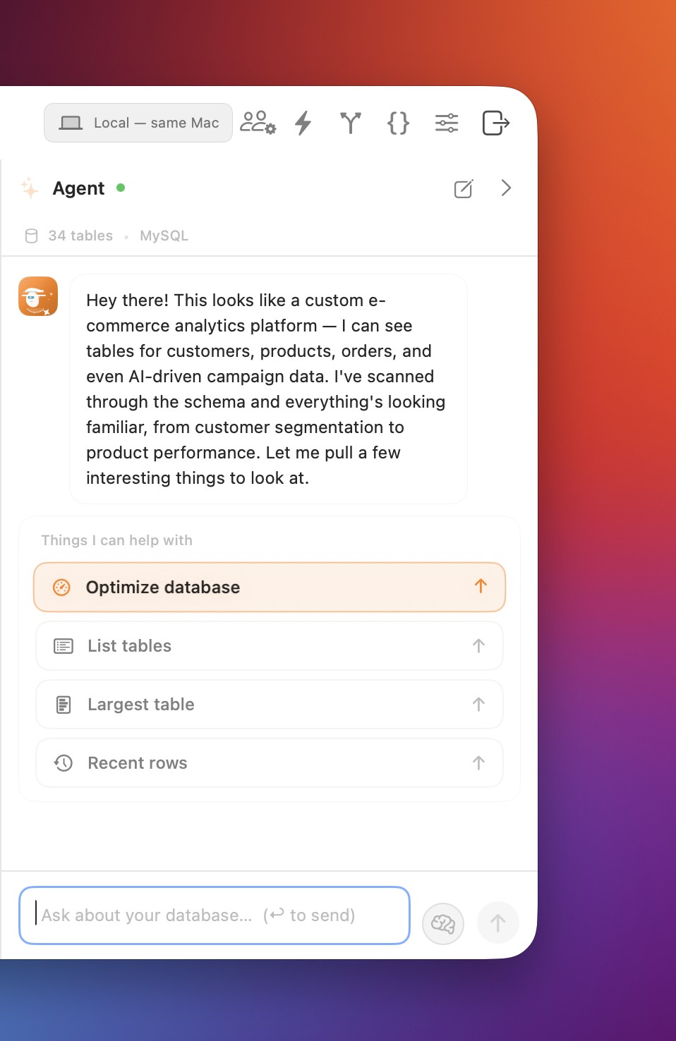 MyD1 AI chat demo showing conversation with agent